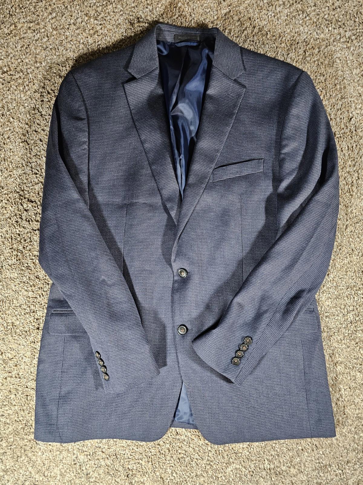 Chaps 44L Blue Houndstooth 2 Button Blazer