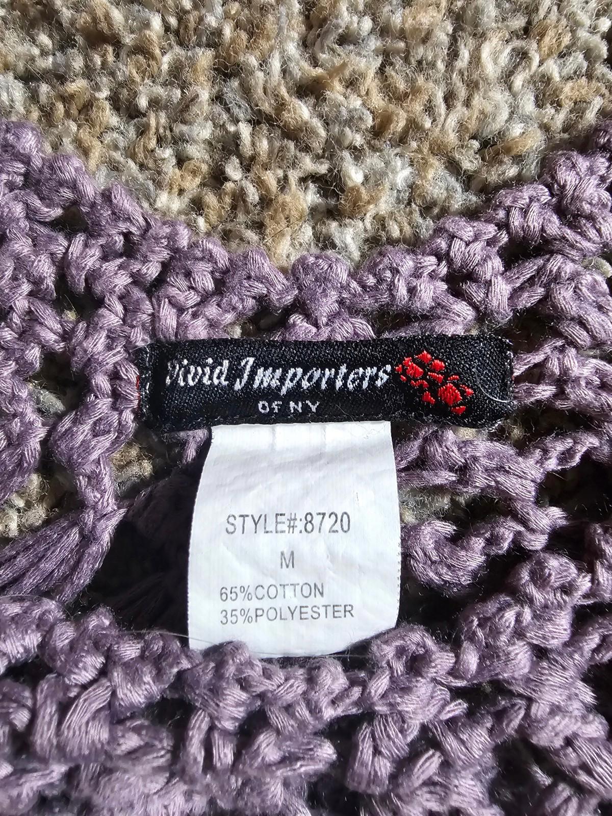 Vivid Importers NY Laven Western Boho Crocheted Purple Top M