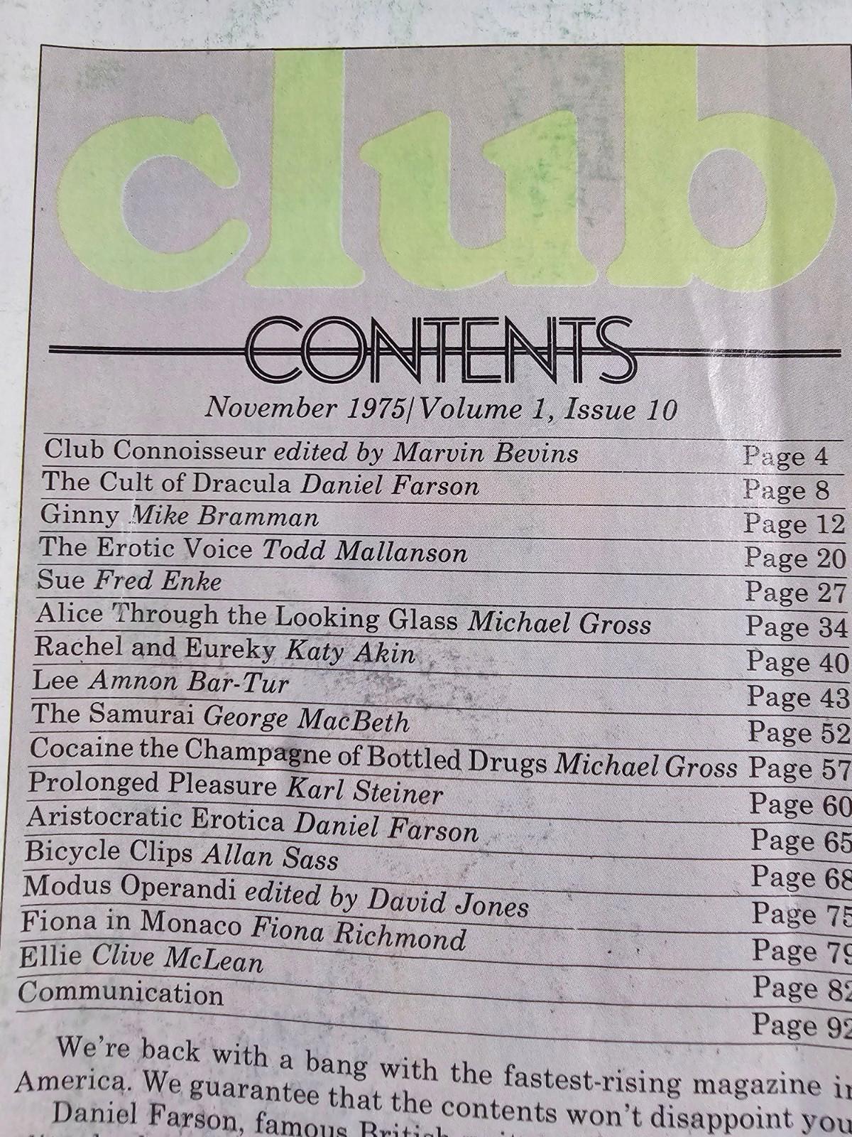 Vintage club magazine men november 1975