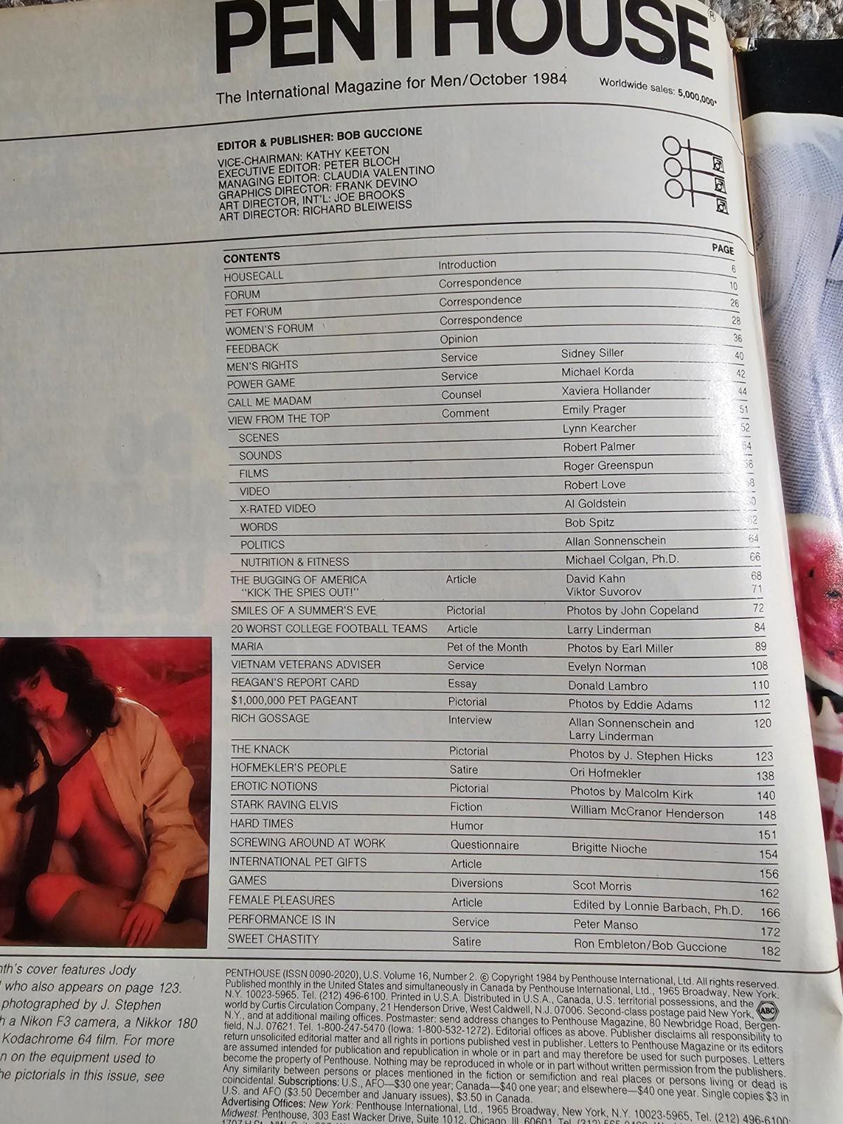 Penthouse Magazine October 1984 Miss Marie Ehlman Pet Of The Month