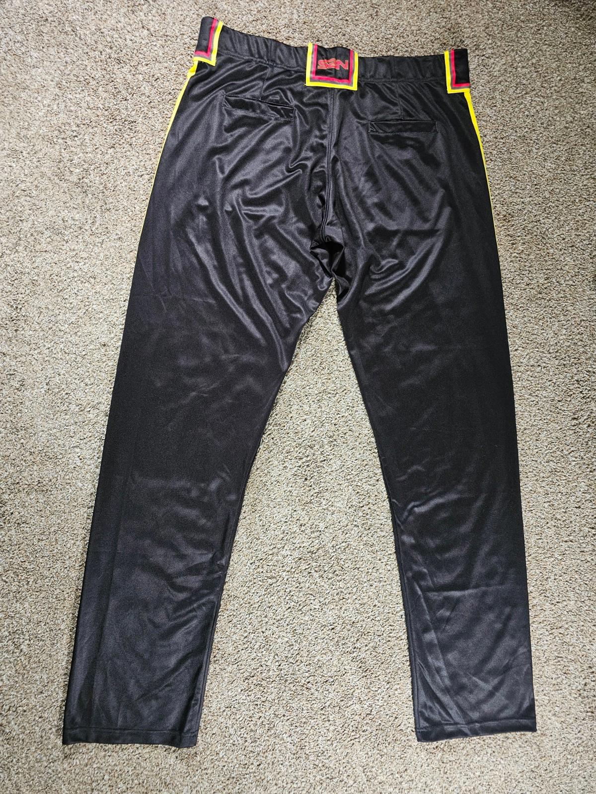 SZN athletic pants size 42x38 Black With Red/yellow Stripes