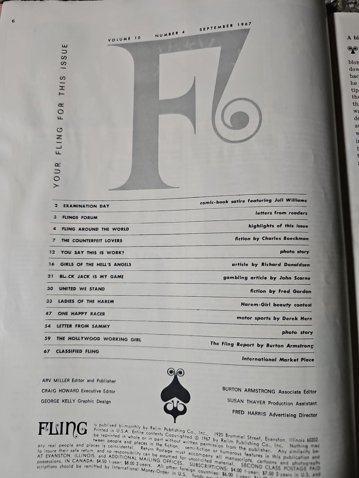 Fling September 1967 Pinups Magazine *Joan Brinkman*
