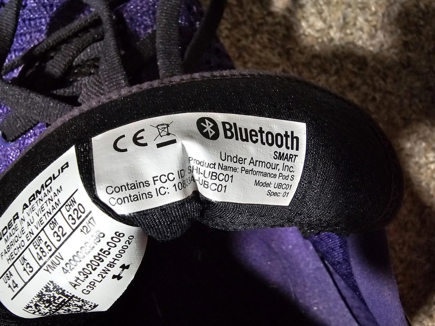 under armour hovr bluetooth smart performance pod S shoes Purple Sz 14