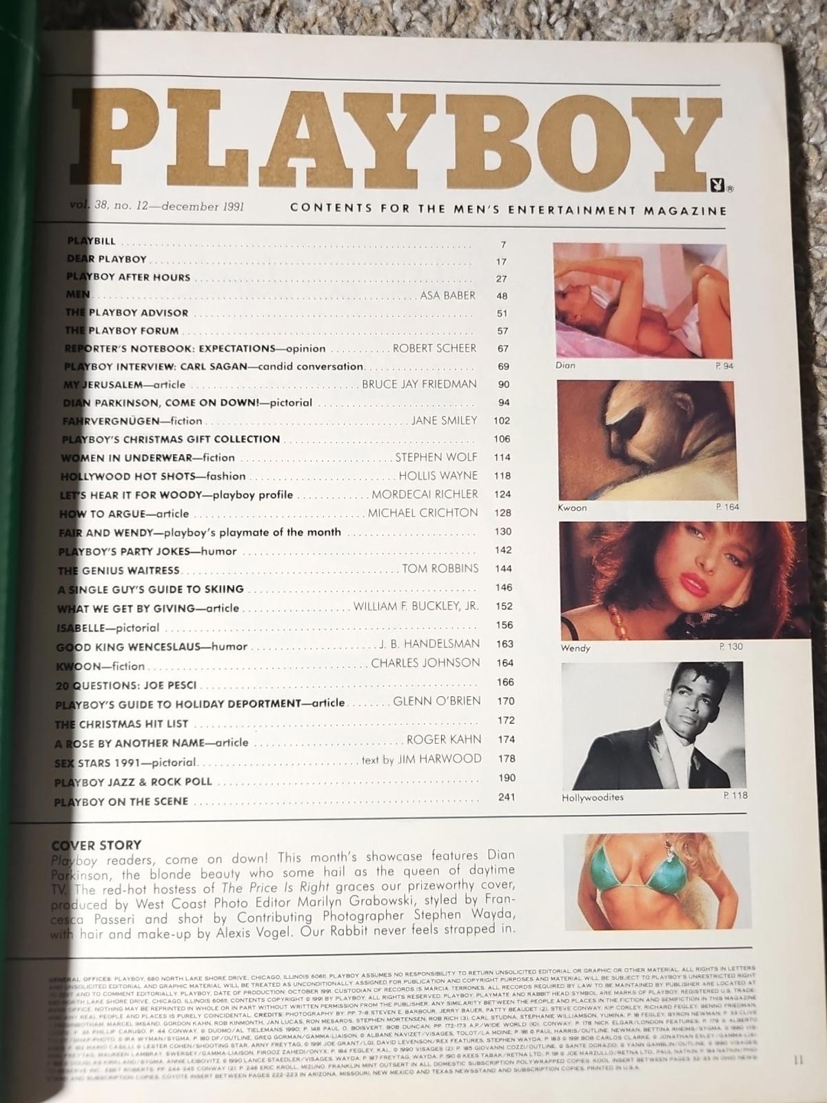 PLAYBOY December 1991 mag DIAN PARKINSON David Duchovny TONY PECK Michael Biehn