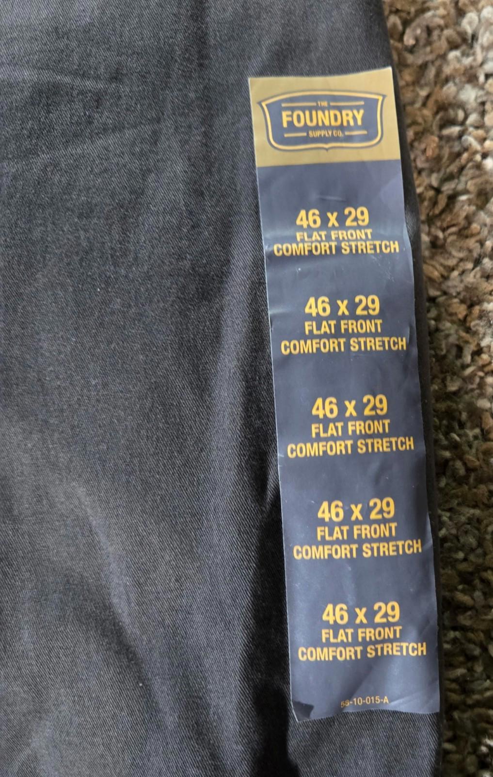 The Foundry Supply Co Flat Front Comfort Stretch 46x29 NWT