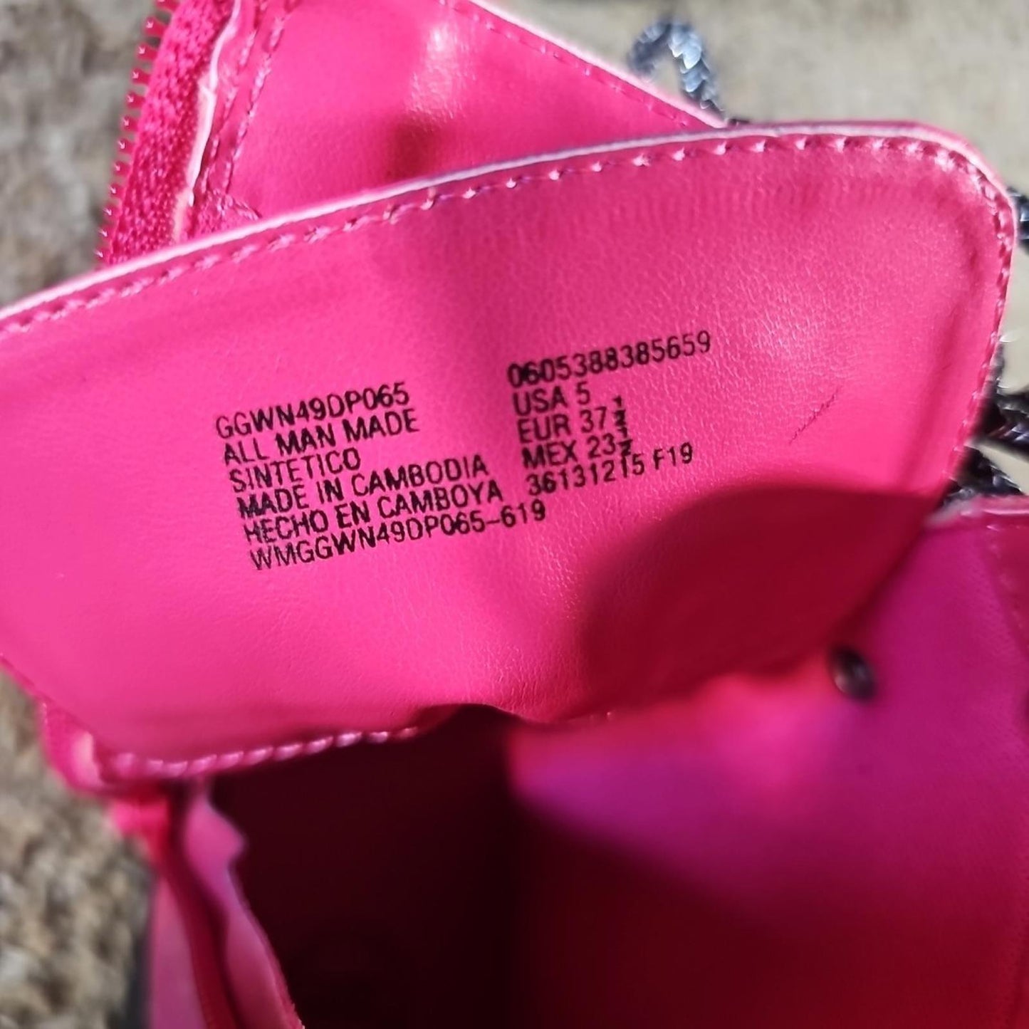 Wonder Nation Pink Zipper / Lace Up Combat Boot Style Sz 5