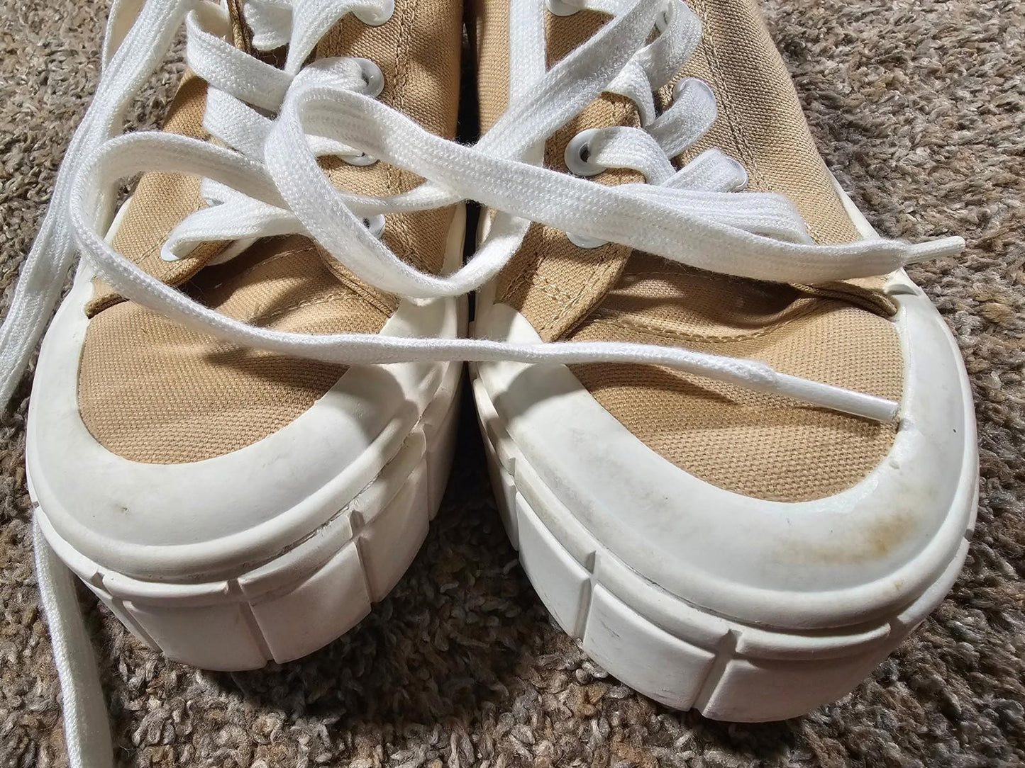 Mod Love Love Shoes Sneakers Flat Women 9 Beige Lace Up Y2K