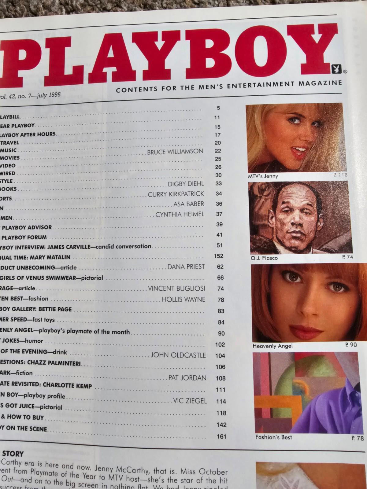 Playboy Magazine July 1996 Cover: Jenny McCarthy Playmate: Angel Boris