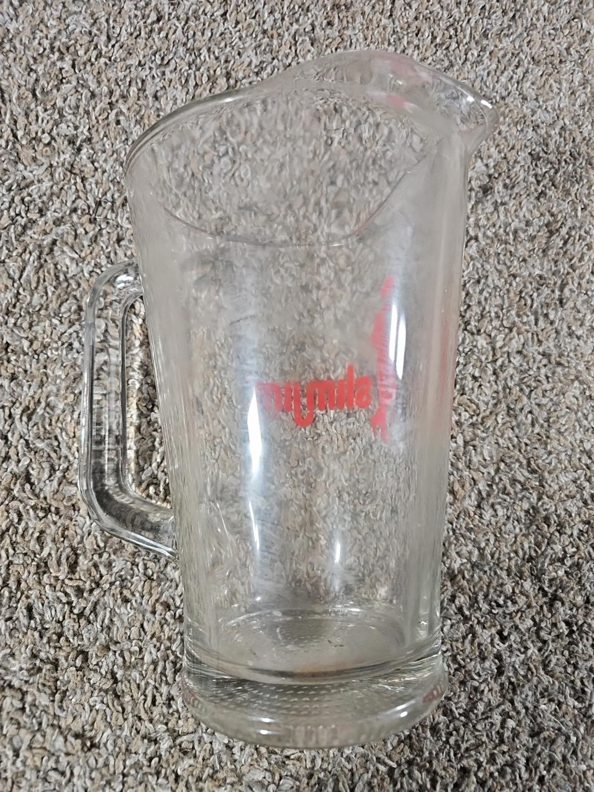 Large Heavy Glass Slim Jim Pitcher For Beer Lemonade Drinks