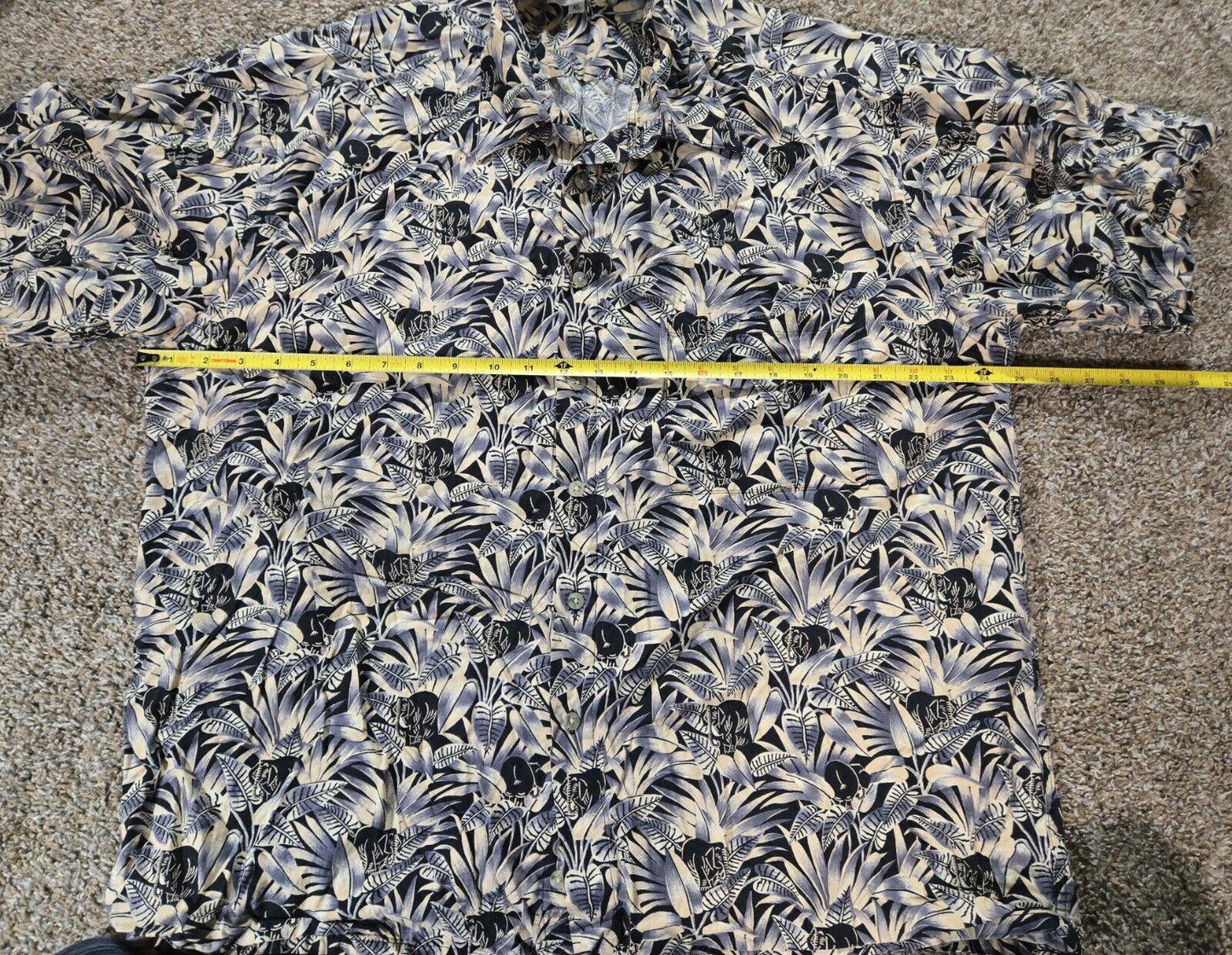 Pierre Cardin Hawaiian Print Button Down Shirt Elephants XL