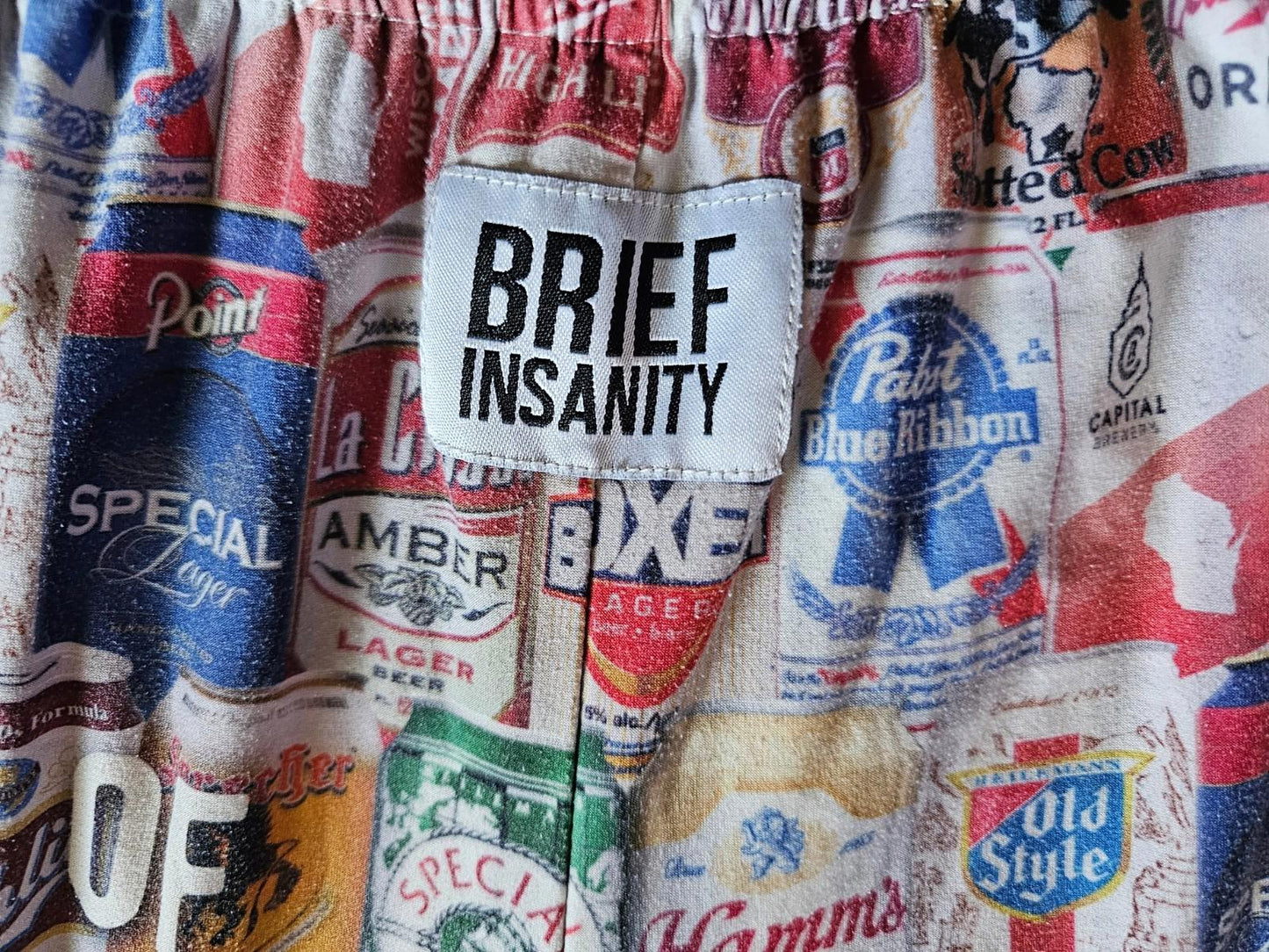 Brief Insanity Lounge Pants S Pockets Beers of Wisconsin No Drawstring