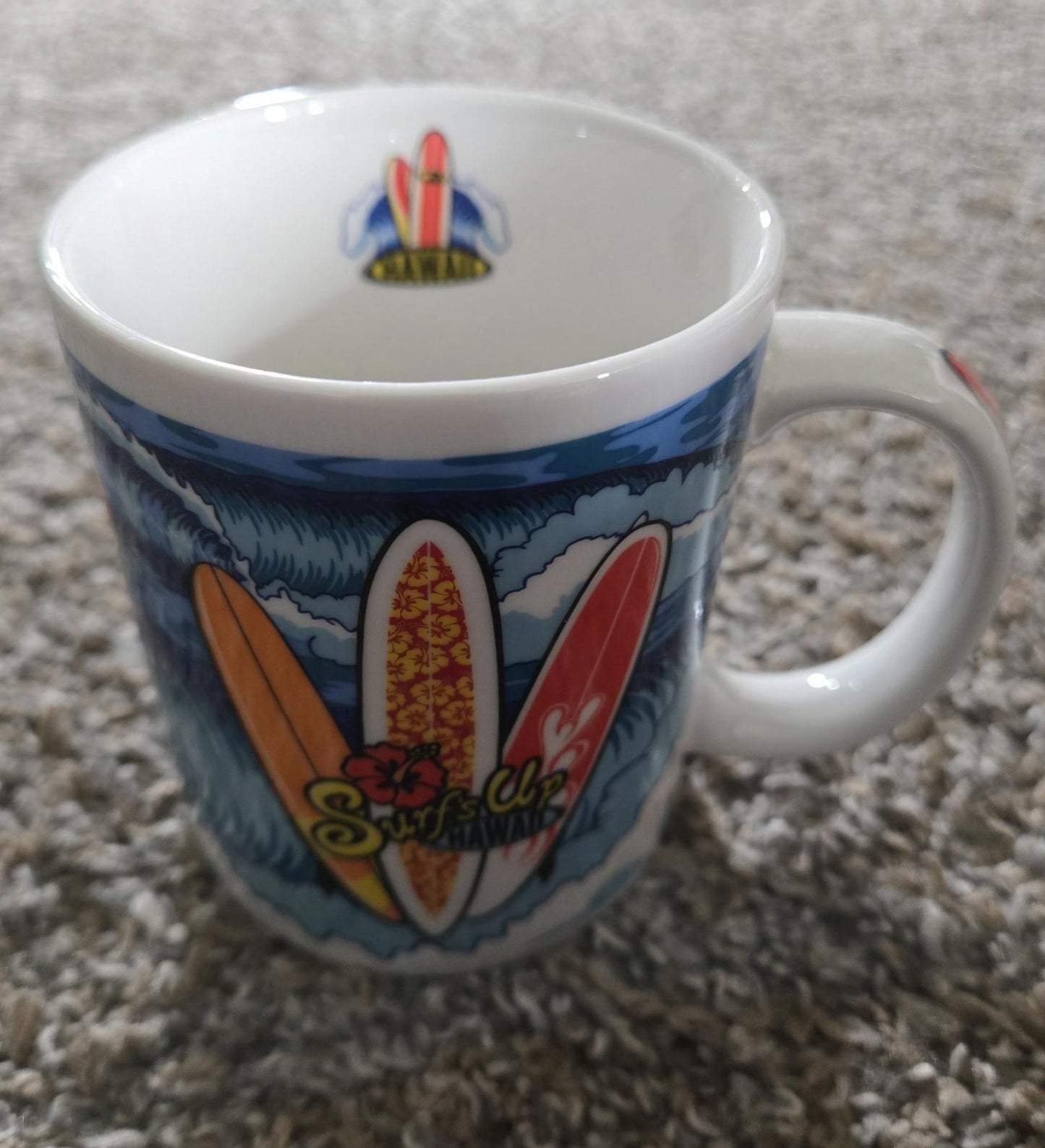 Surfs Up Hawaii Coffee Mug Surfboards Waves 12oz super clean the islander group