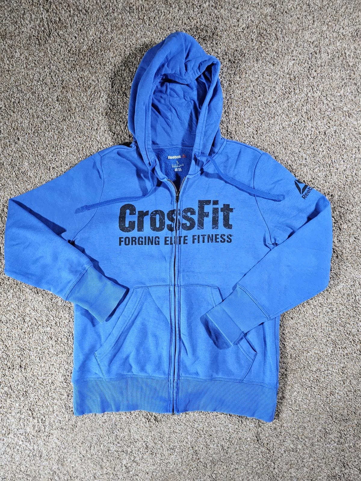 Reebok crossfit forging elite fitness fullzip hoodie blue L