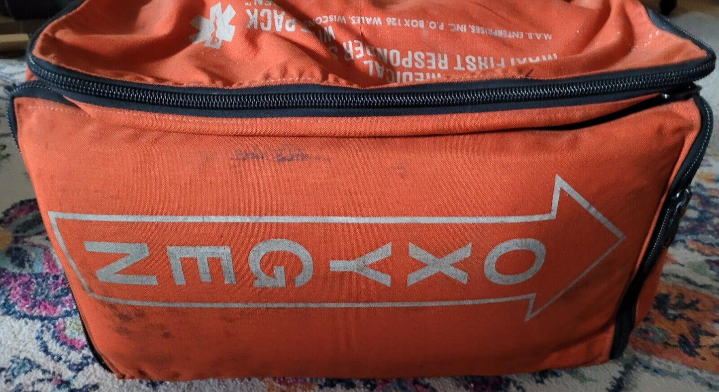 Jumbo Paramedic Oxygen Medic First Responder EMT/EMS Bag w/ 3 Tanks decom