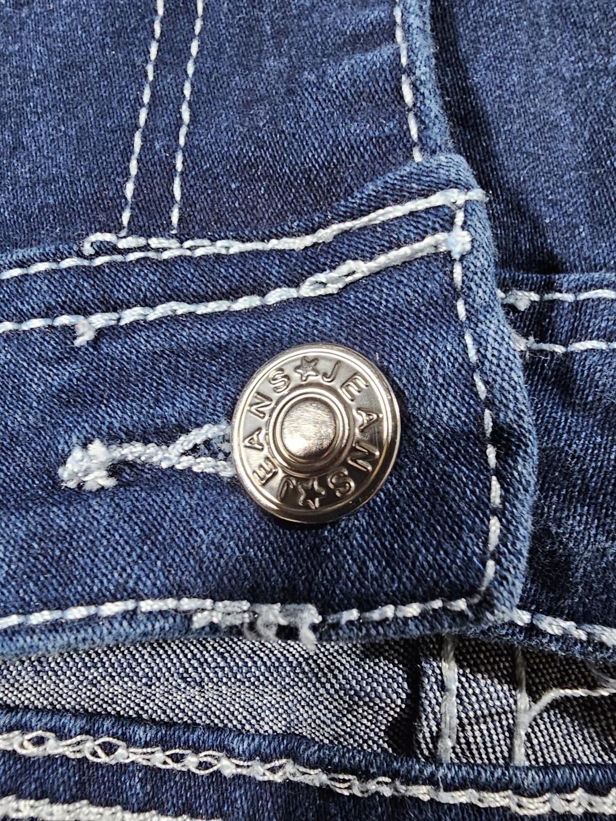Feather embroidery pockets Large blue jeans APPROX 30x31