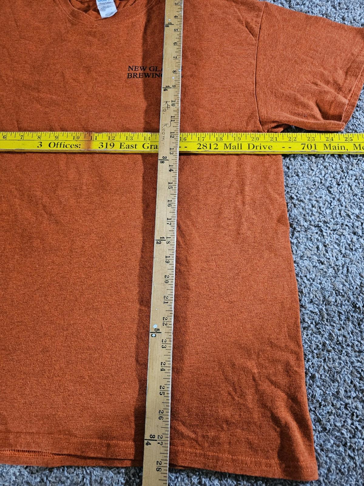 Gildan L Orange T-Shirt New Glarus Brewing Co Drink Indigenous Craft Beer Tee