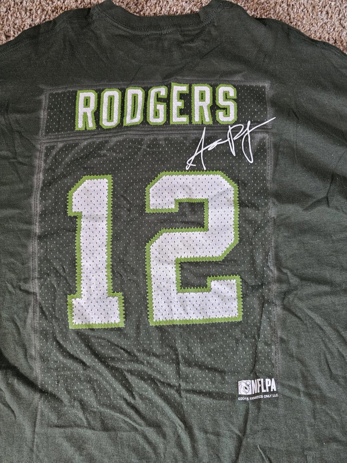 Fanatics Green Bay Packers Aaron Rodgers #12 Green Jersey T-Shirt SEE MEASURES