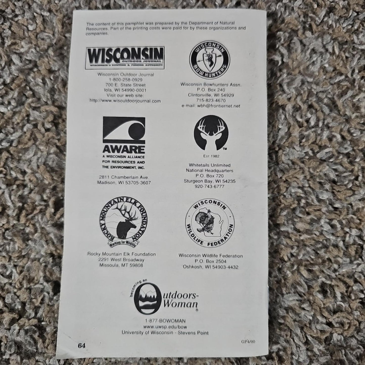 2000 WDNR wisconsin hunting regulations pamphlet