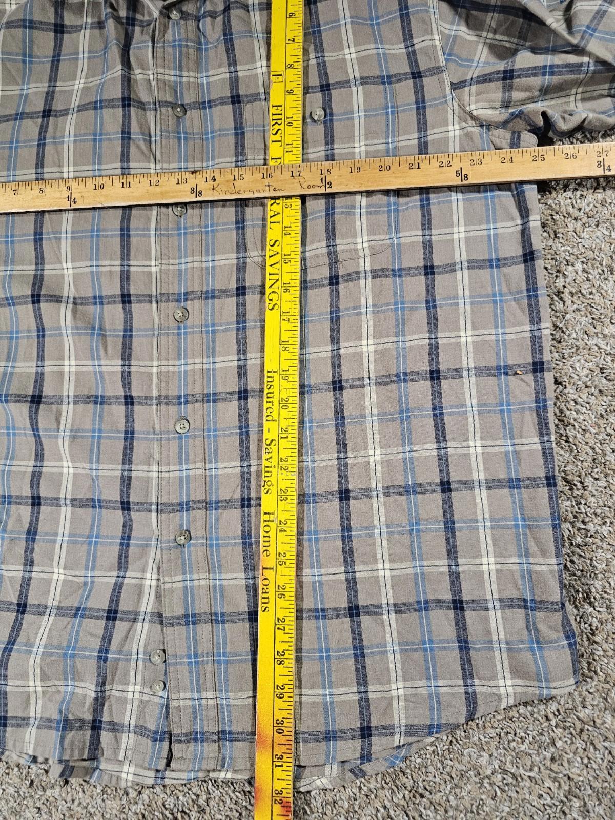 Wrangler Shirt Men XL Blue Brown Plaid Button Up Rugged Wear