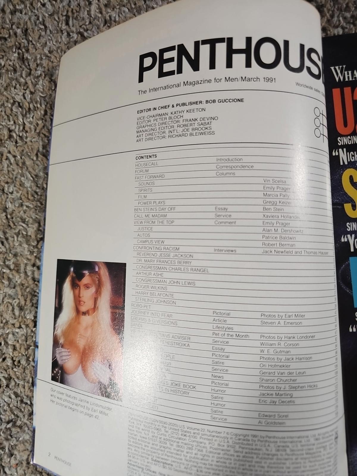 PENTHOUSE MAGAZINE March 1991 Janine Lindemuller Confronting Racism, Very Good