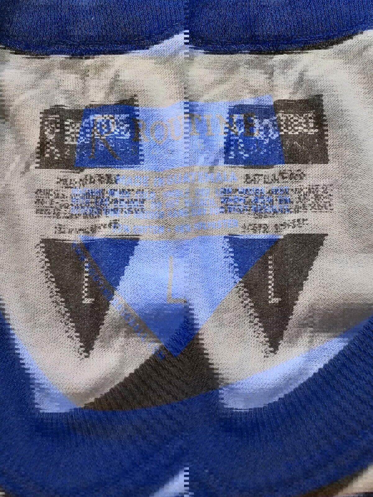 Routine Baseball RB 3/4 Sleeve T-Shirt Blue Mens Large