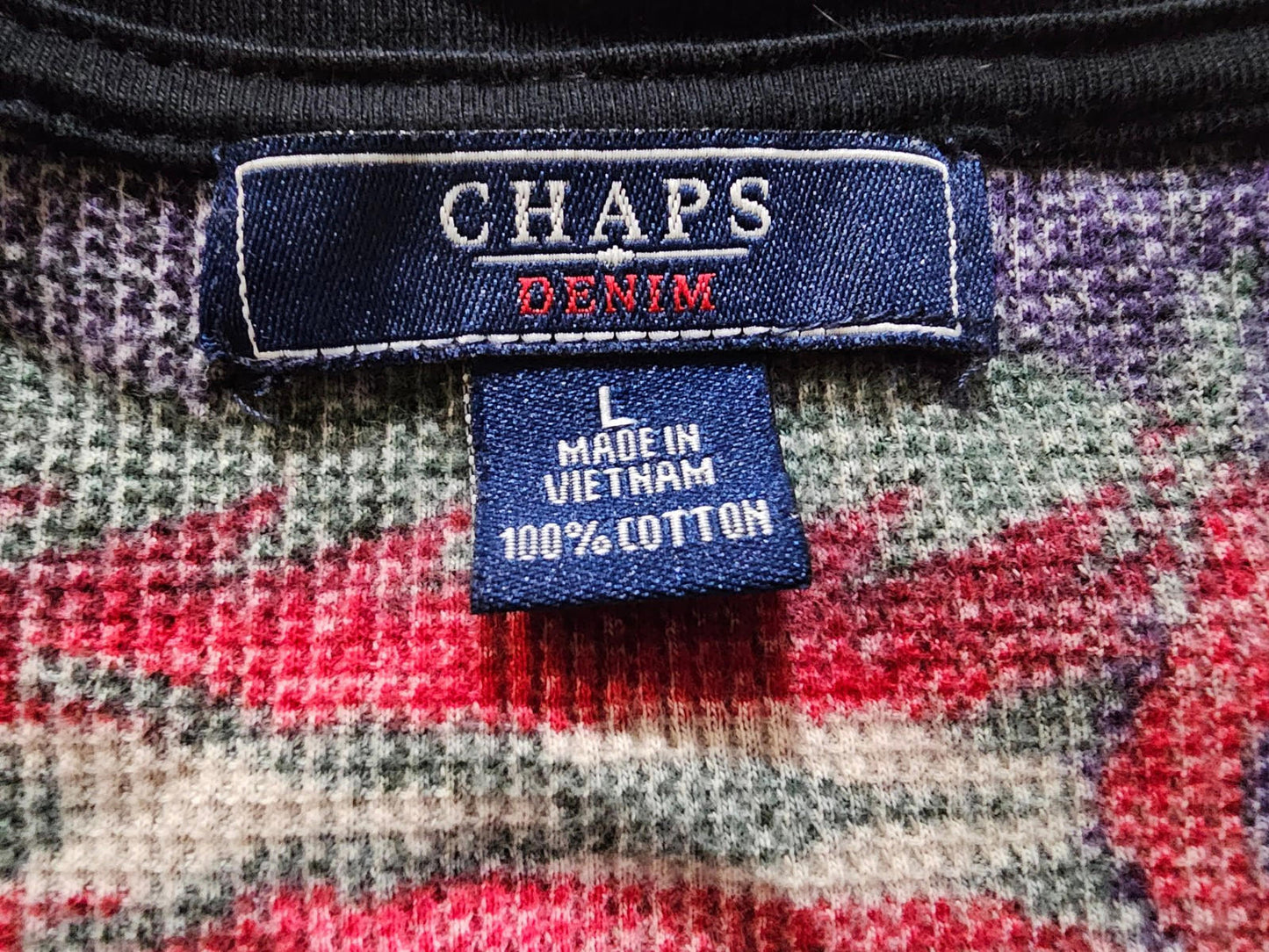Chaps Denim Henley Shirt Womens L Waffle Thermal Southwest