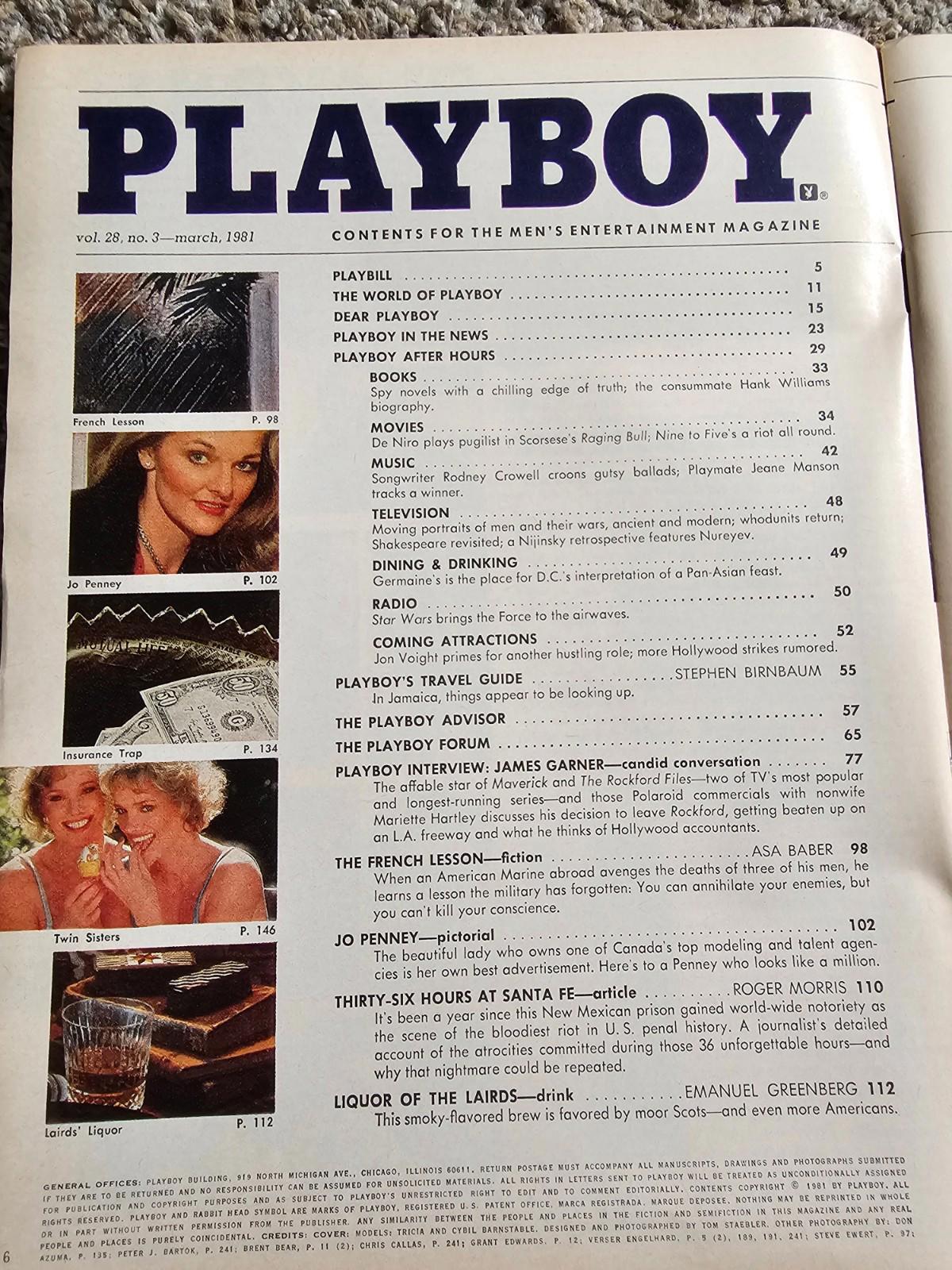 Vintage PLAYBOY MAGAZINE MARCH 1981, TWINS, JANES GARNER