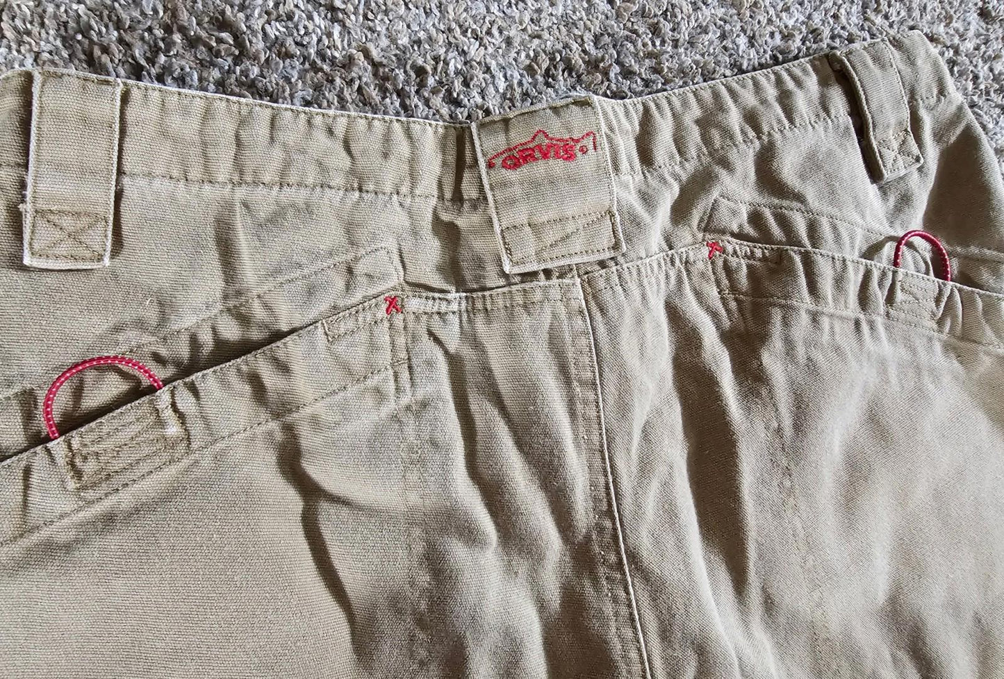 Orvis Trout Bum Duck Canvas Khaki Shorts Sz 34