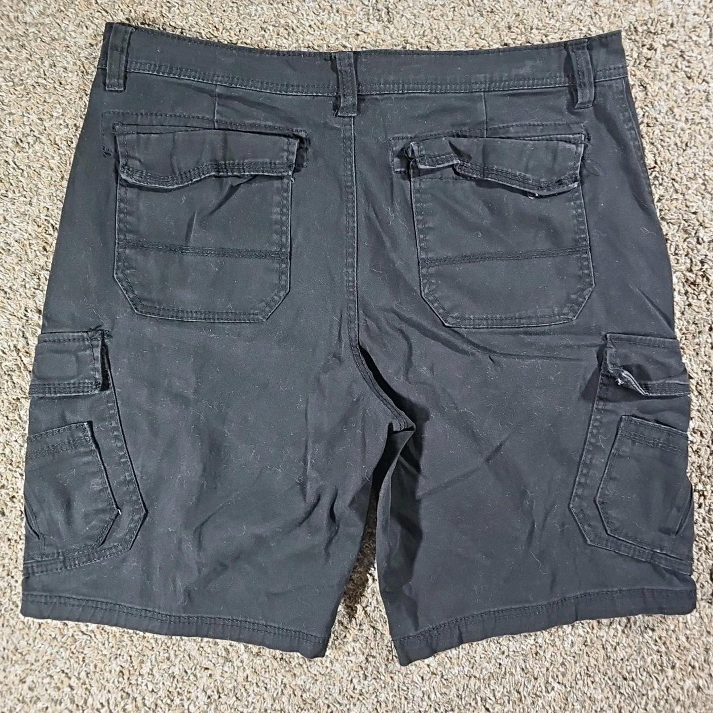 Unionbay Shorts Mens 36 Black Flat Front Chino Cargo Casual
