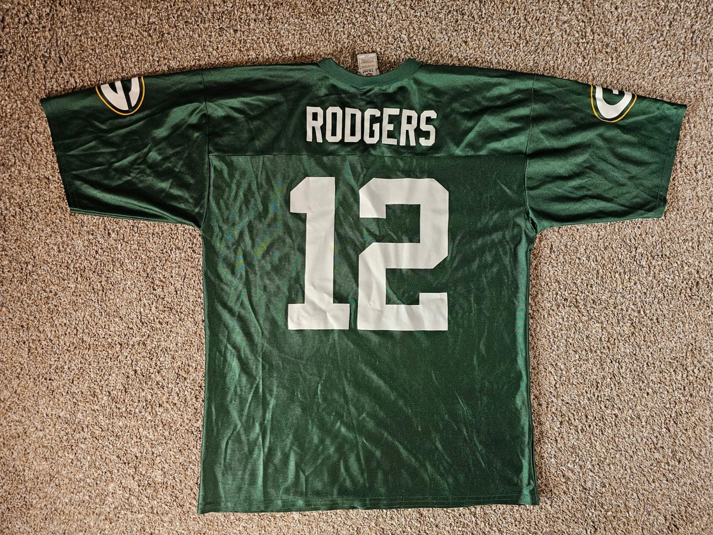 Green Bay Packers Aaron Rodgers NFL Team Apparel Green Jersey Sz Large