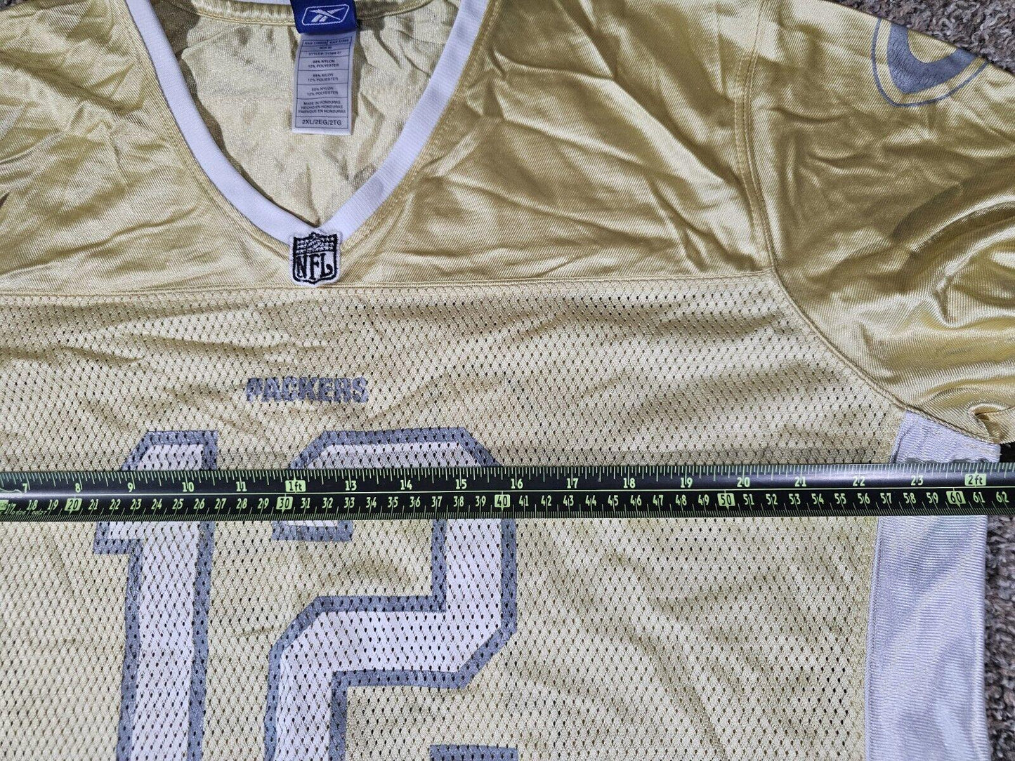 Aaron Rodgers #12 NFL Reebok RBK Jersey Gold Women's 2XL