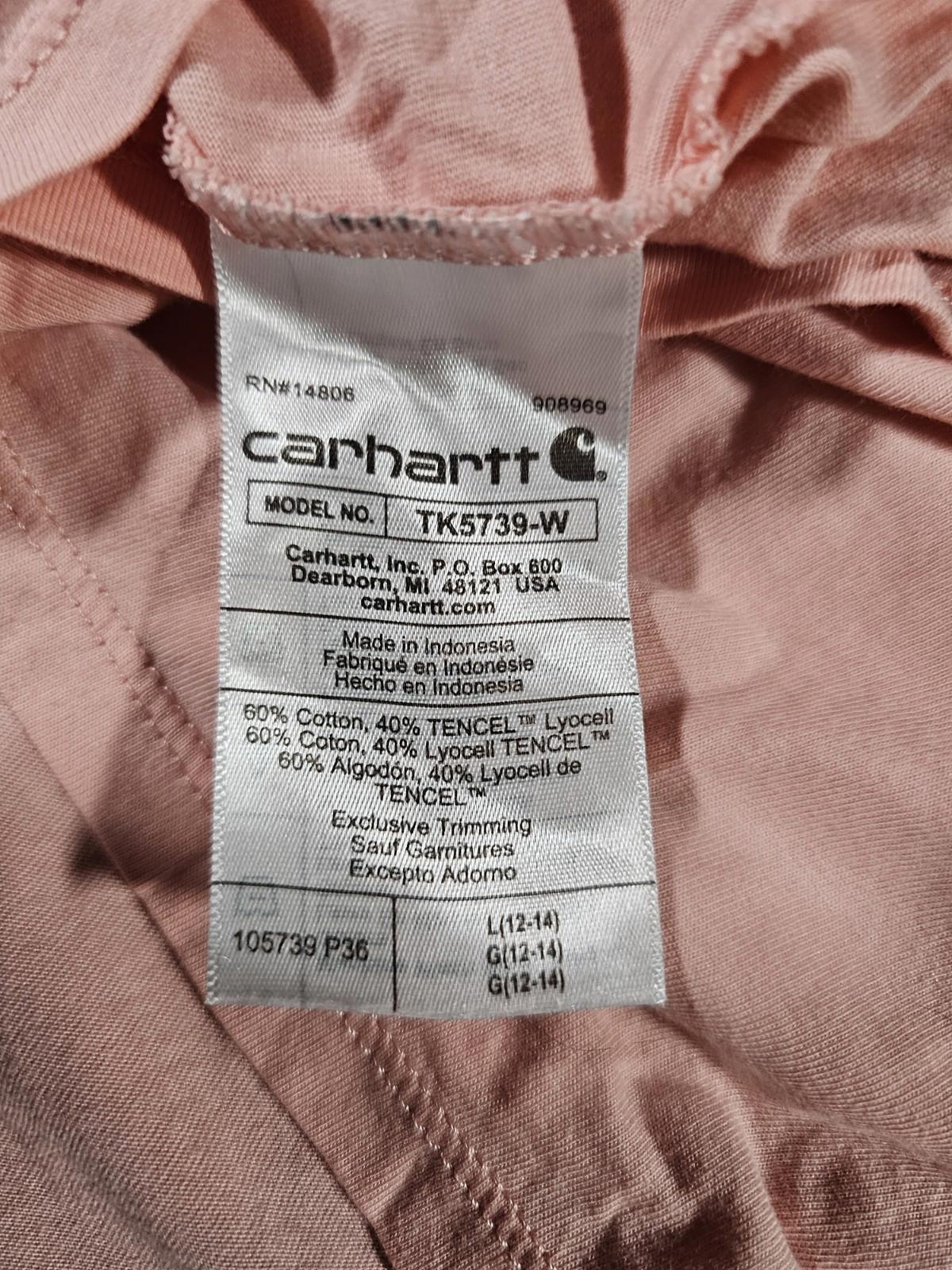 Carhartt Relax Fit Lightweight V Neck Pink T-shirt L 12-14