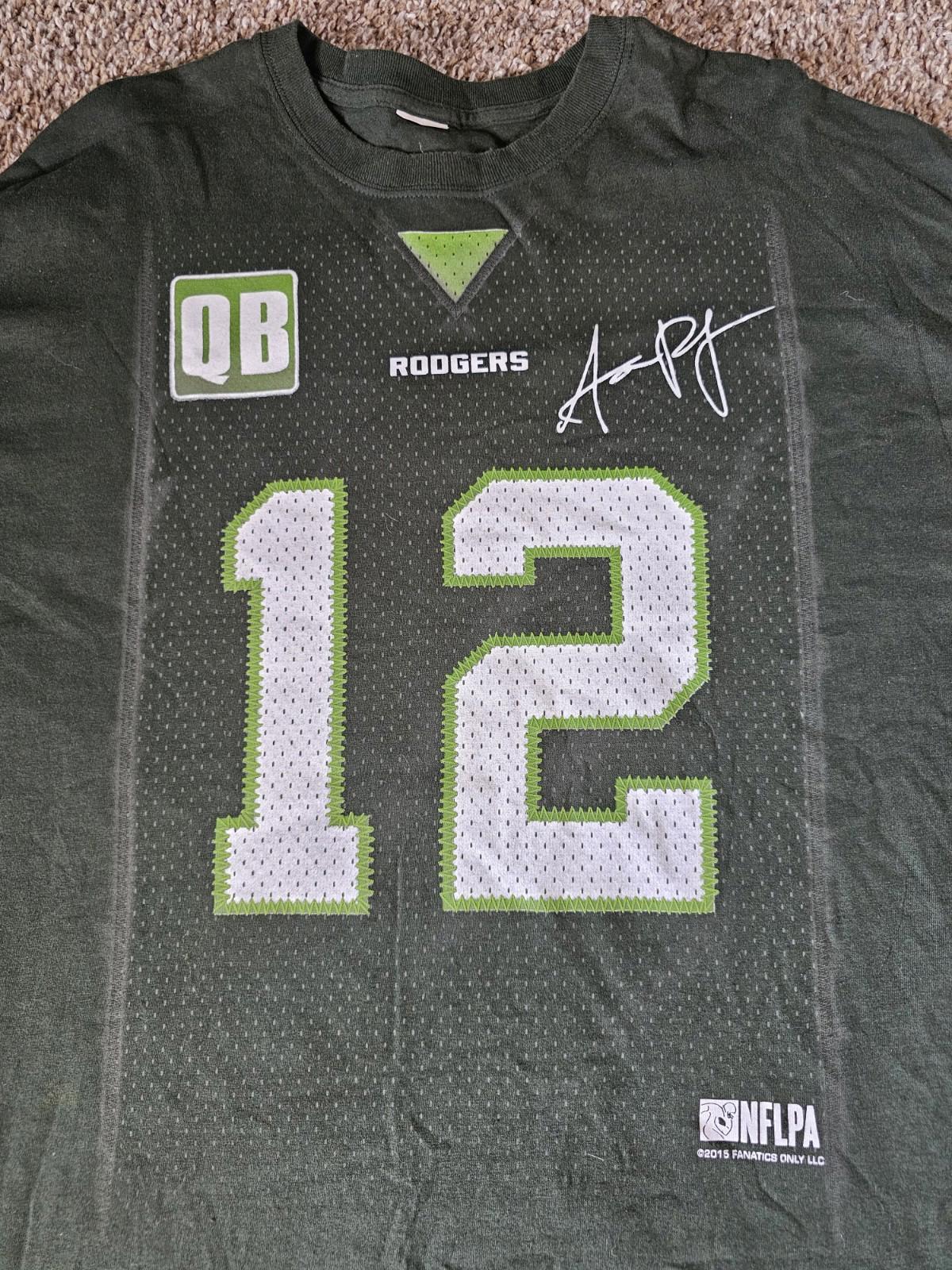 Fanatics Green Bay Packers Aaron Rodgers #12 Green Jersey T-Shirt SEE MEASURES