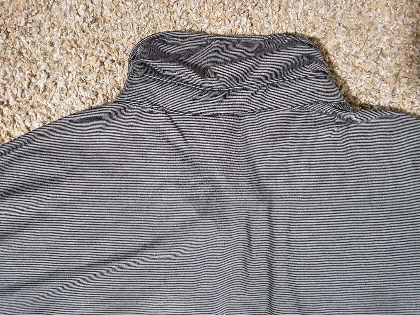 J America Large Gray John Deere Striped Polo Shirt