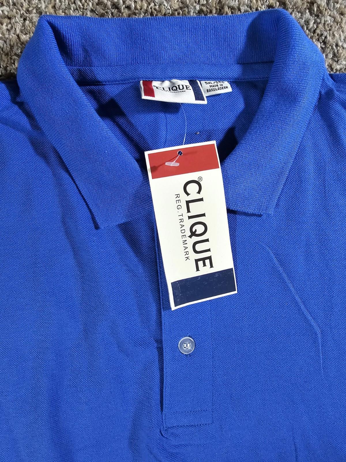 clique polo shirt NWT 5xl XXXXXL Royal Blue