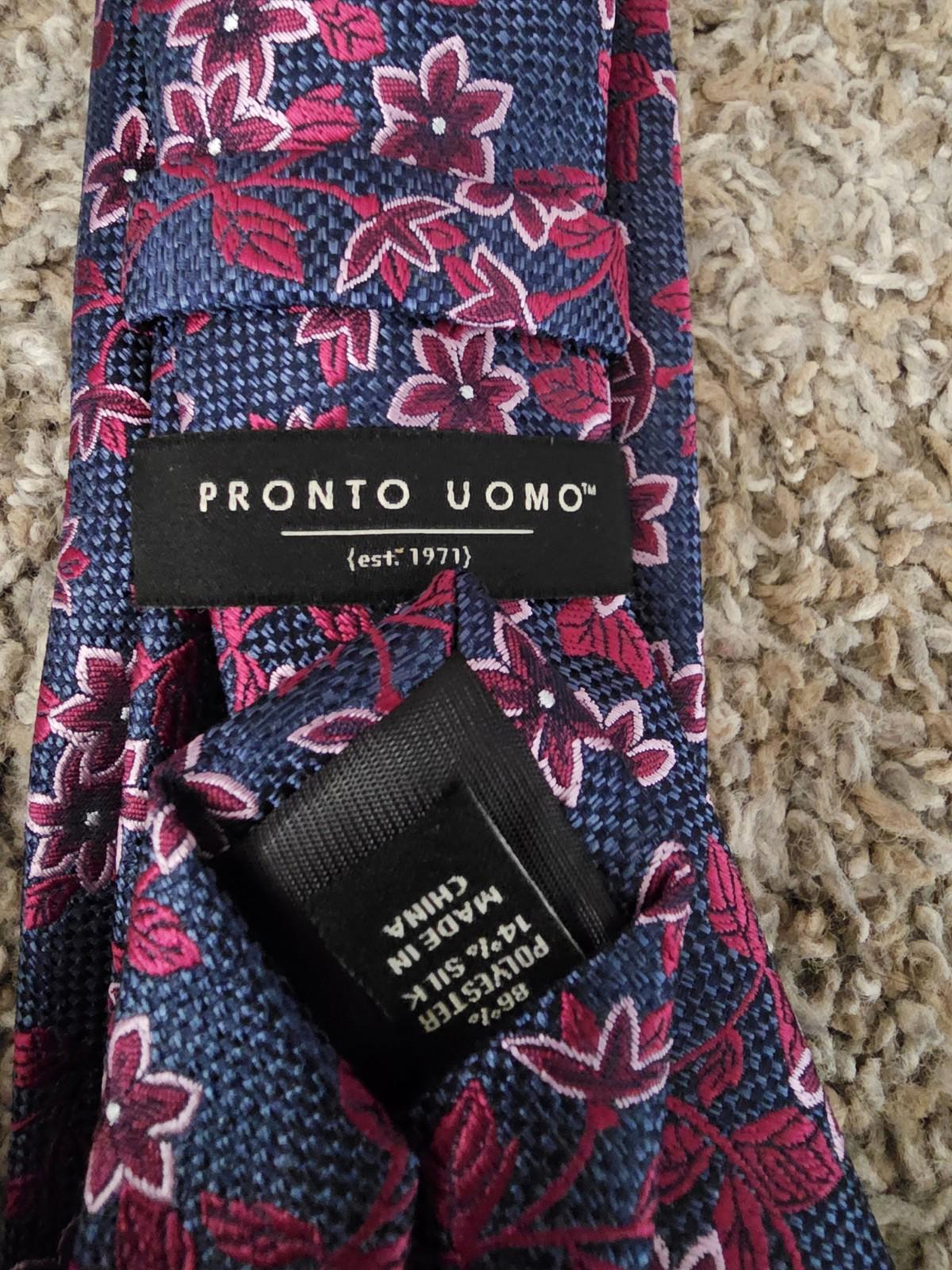 Pronto Oumo Floral Necktie Blue Purple Red Silk Blend