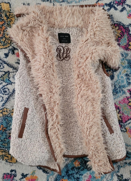 Love Tree Women's S Faux Fur Sherpa Wool Acrylic Open Vest