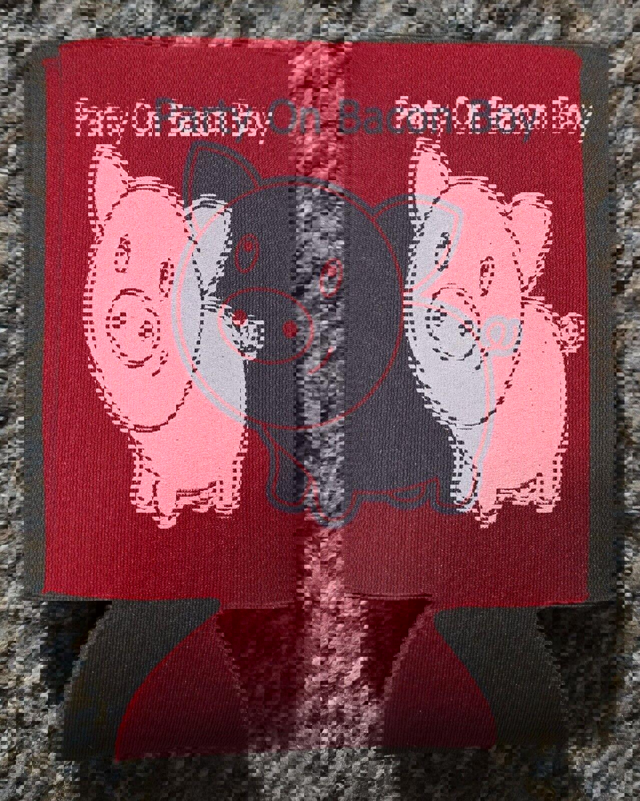 Red Party On Bacon Boy Can Coozie