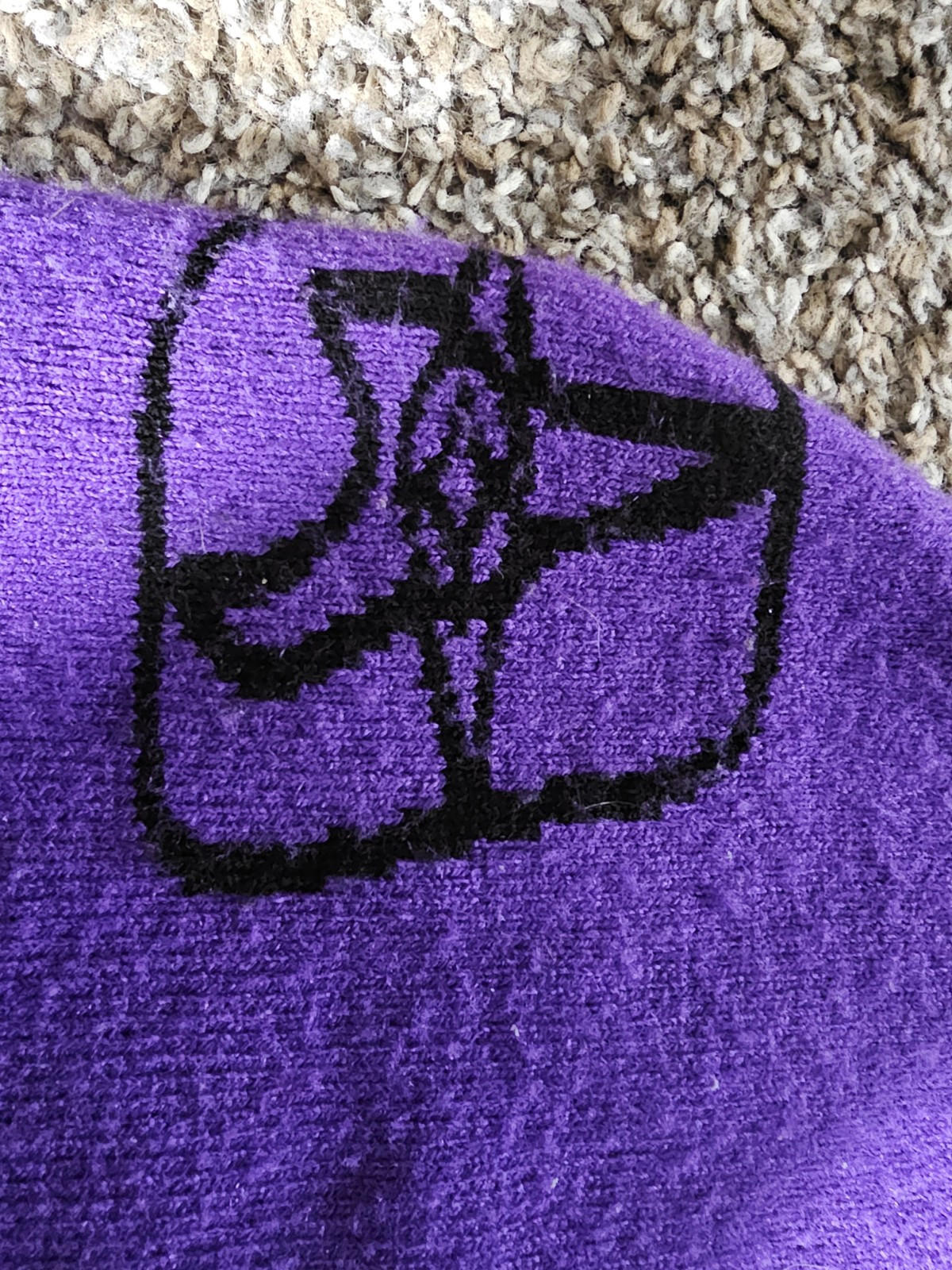 Purple Winter Beanie Hat Alien Dog Sword