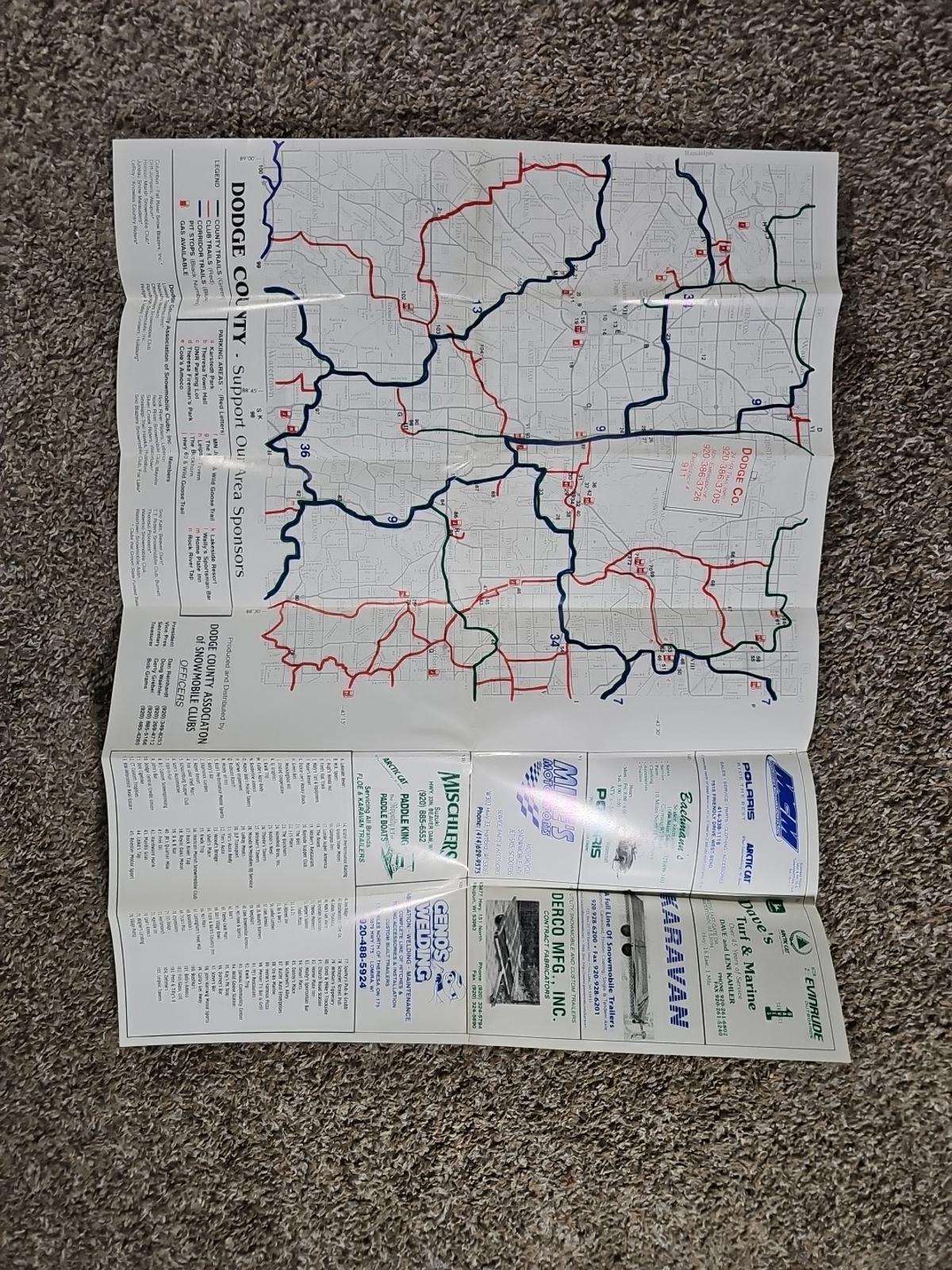 Dodge County WI 1998-2000 Snowmobile Trail Map