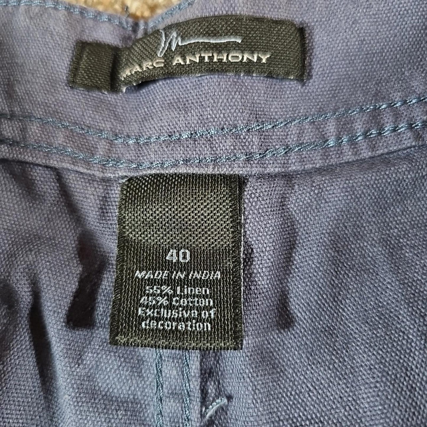 Marc Anthony Sz 40 Linen Blue Gray Shorts