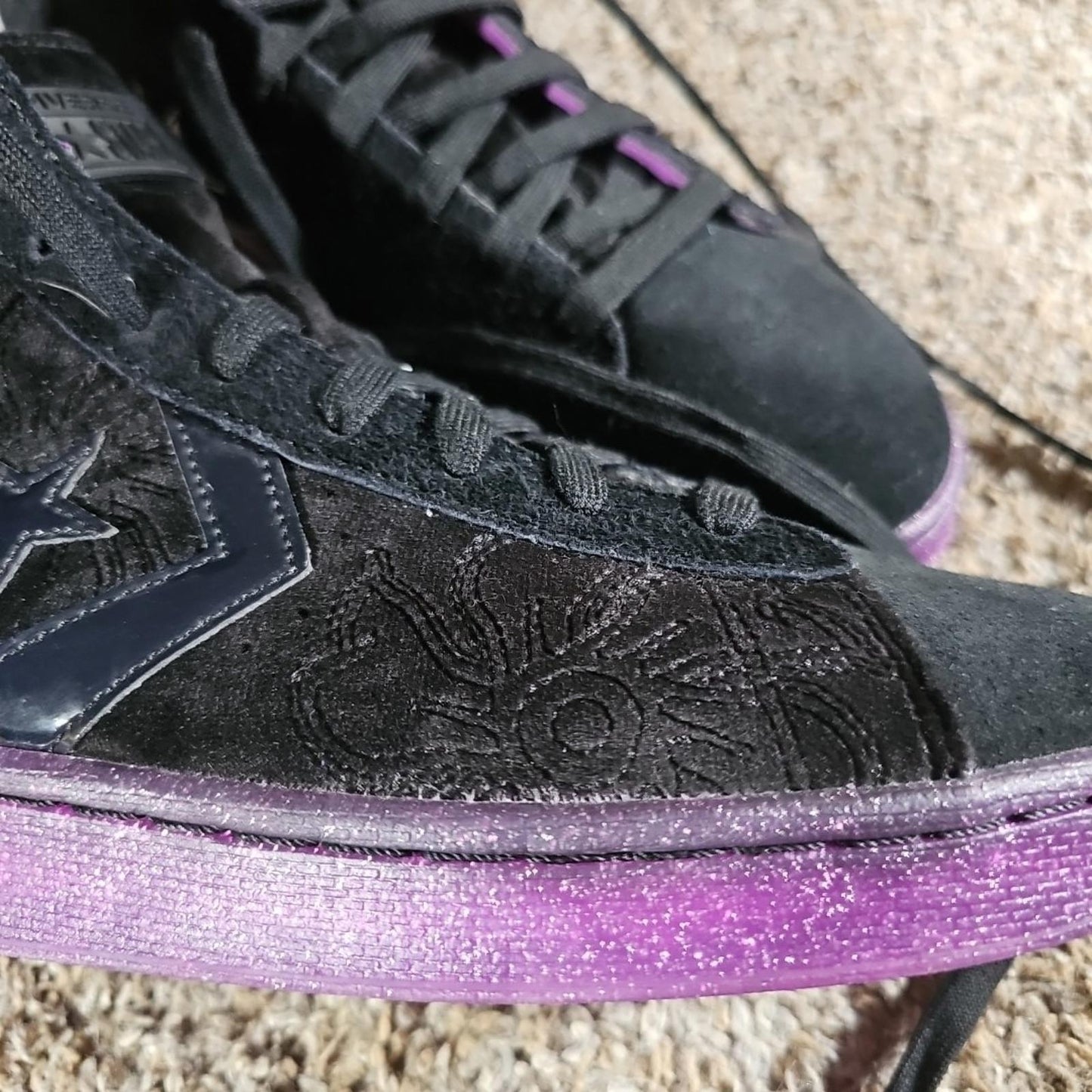Size 11 - Joe Freshgoods JFG x Converse Pro Leather High Black Purple 170645C
