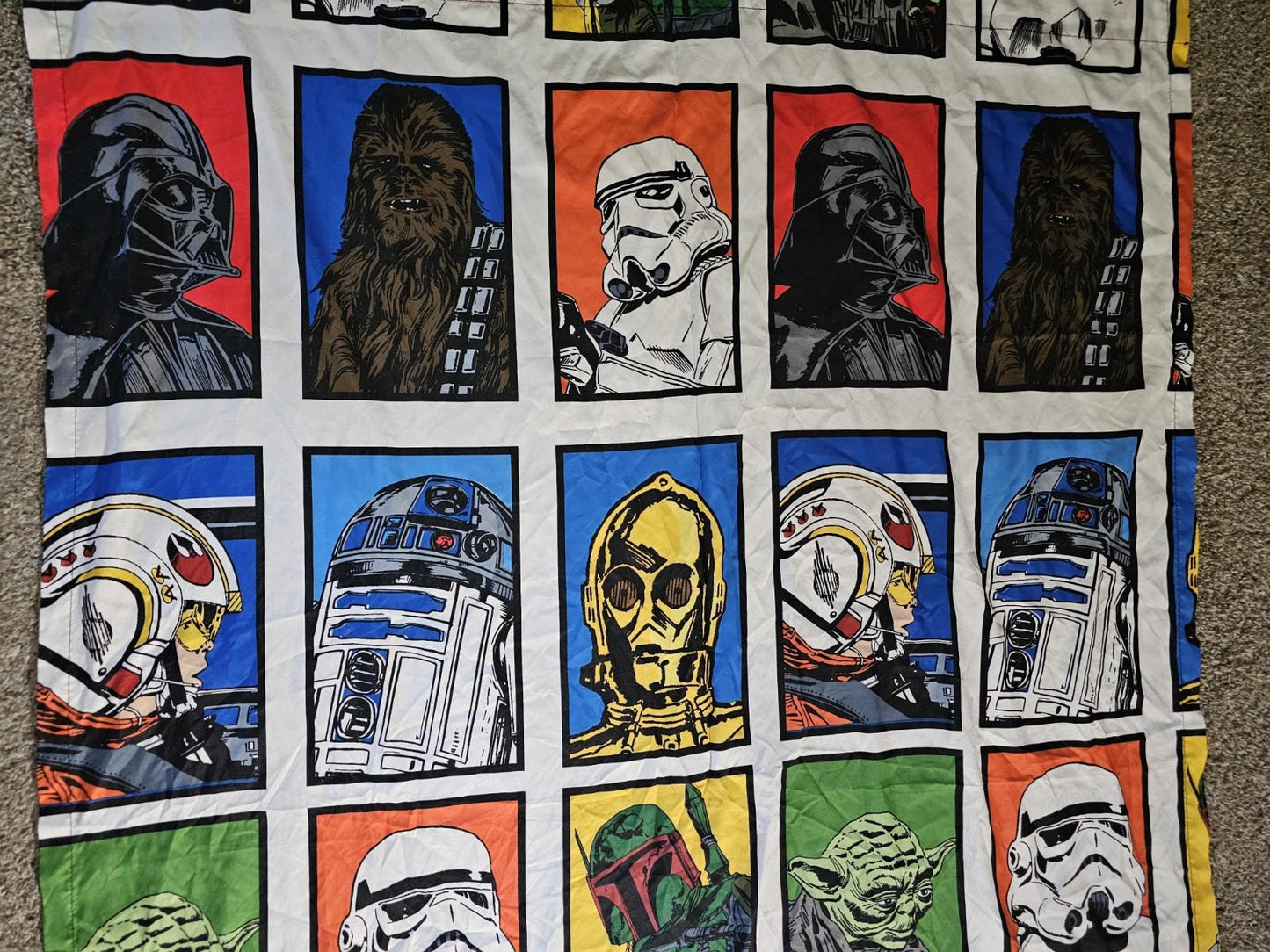 Star Wars Curtains 40x64 2 Panels 2 Tiebacks Darth Luke Chewie Yoda R2D2 C3P0