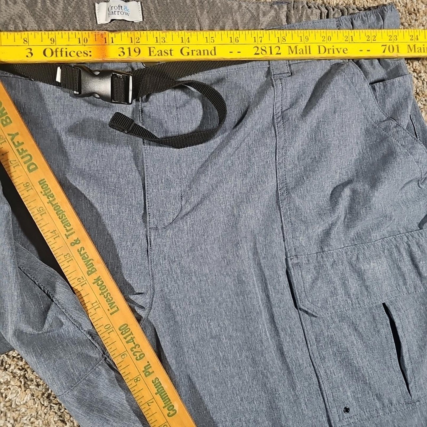Croft & Barrow Relaxed Stretch Blue Belted Cargo Hiking Shorts Sz 50