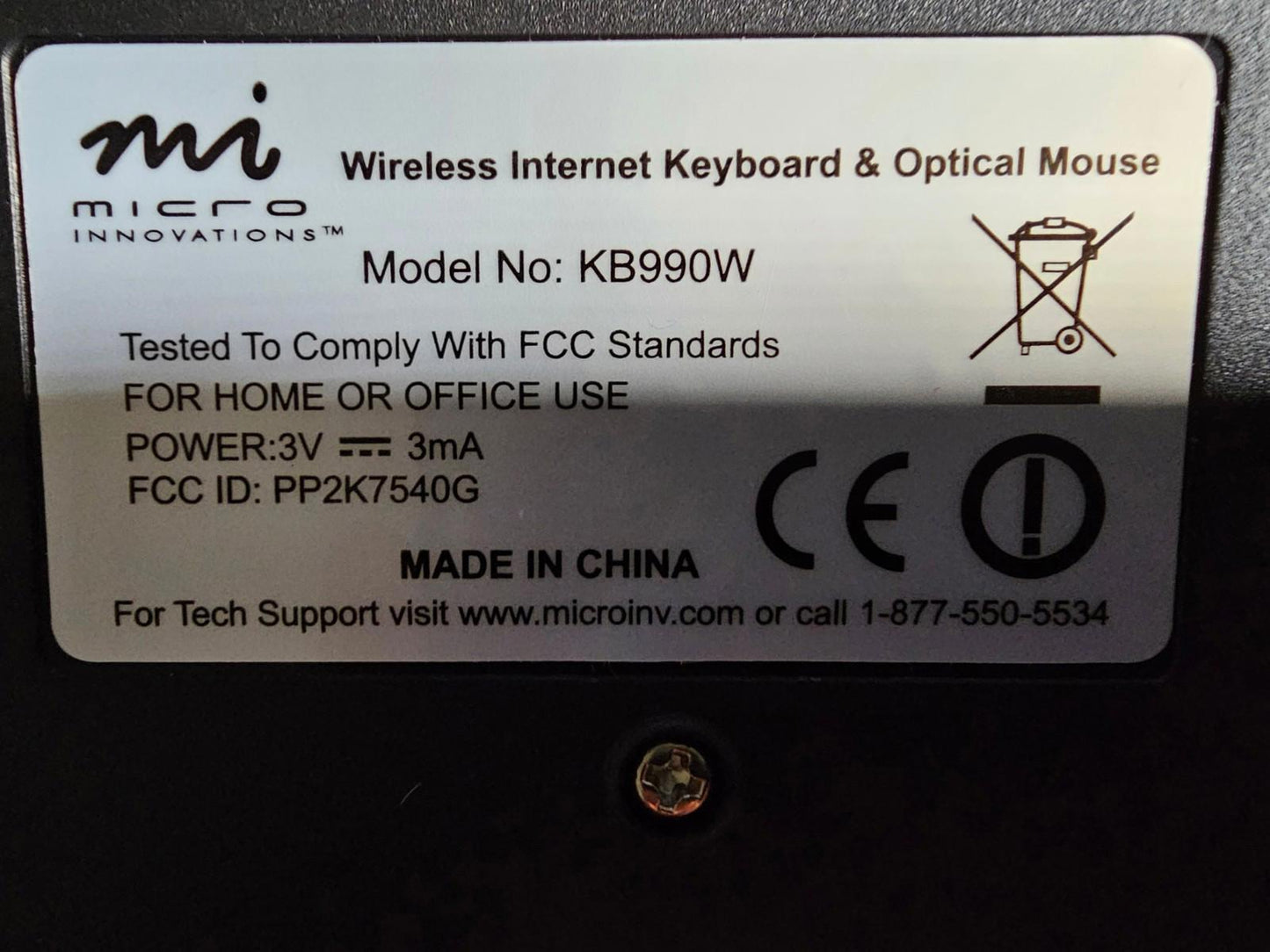 ergotron wireless keyboard and optical mouse Model KB990W