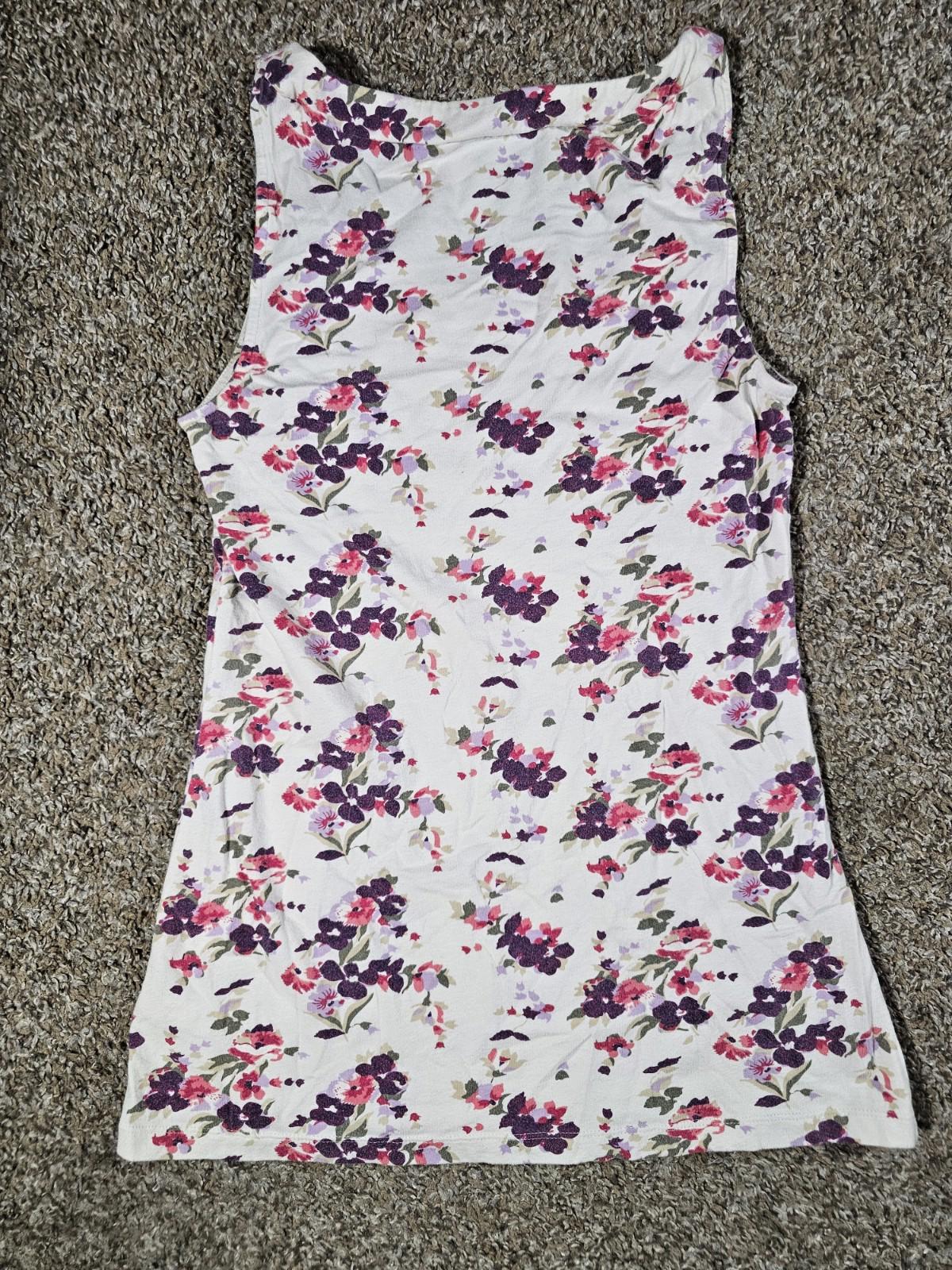 Express White Floral Tank Top Small