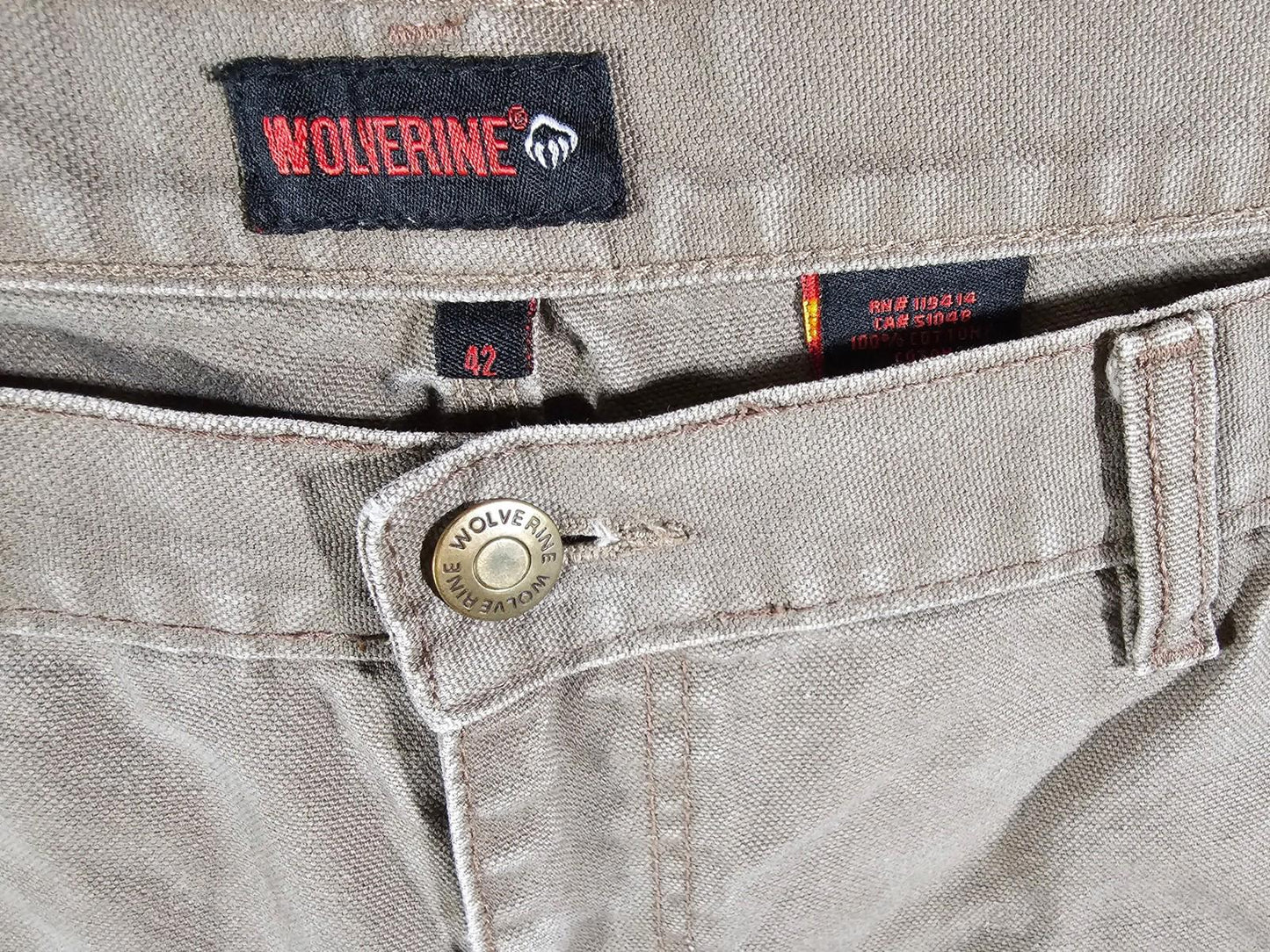 Wolverine Khaki Carpenter Work Shorts 42 Heavy Duck Canvas