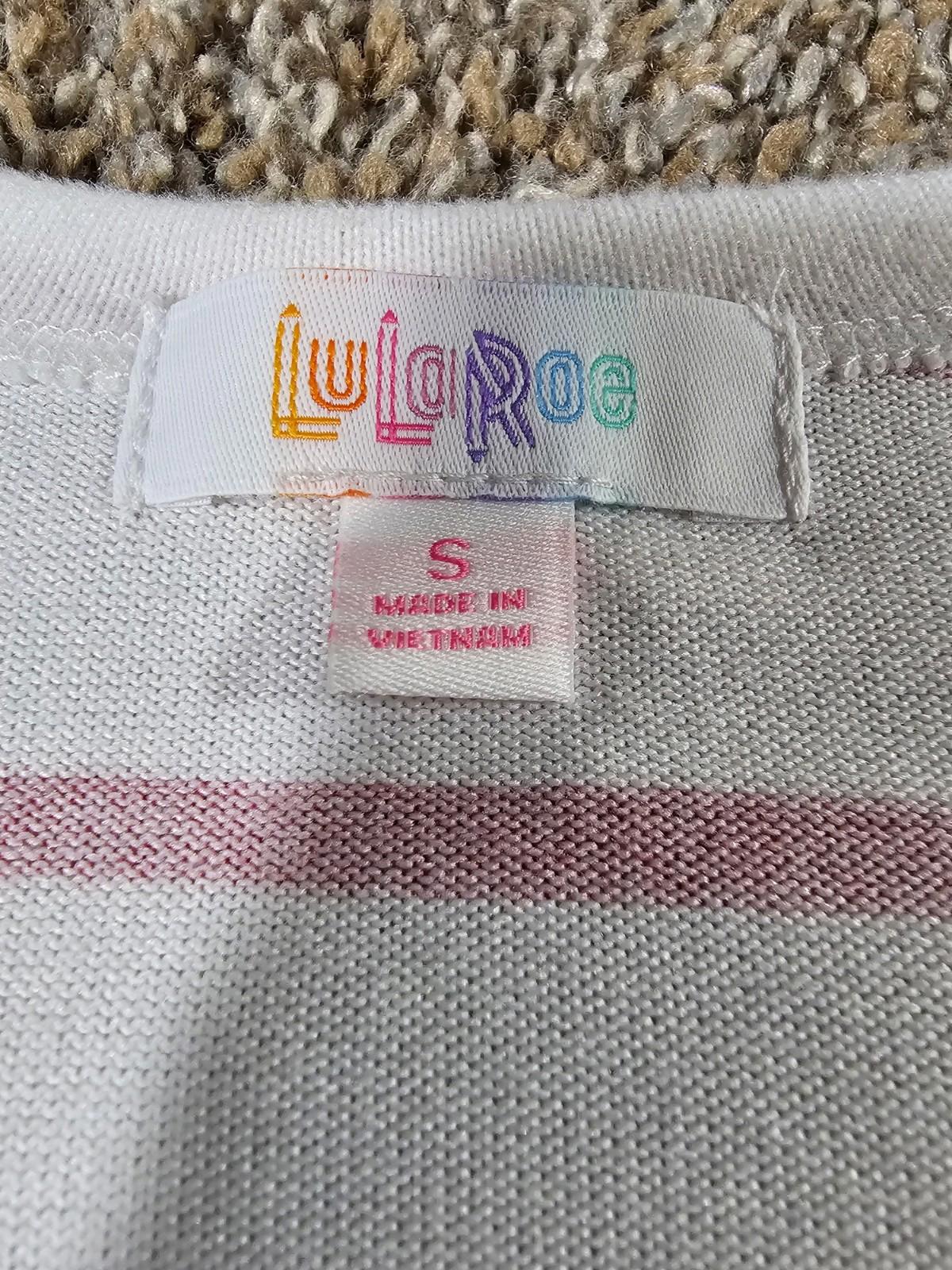 Lularoe Women S Open Front Cardigan Sweater White Pink Heart