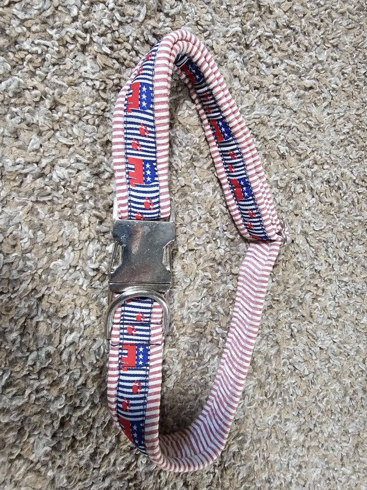 GOP Elephant dog collar Red White Blue Stripe