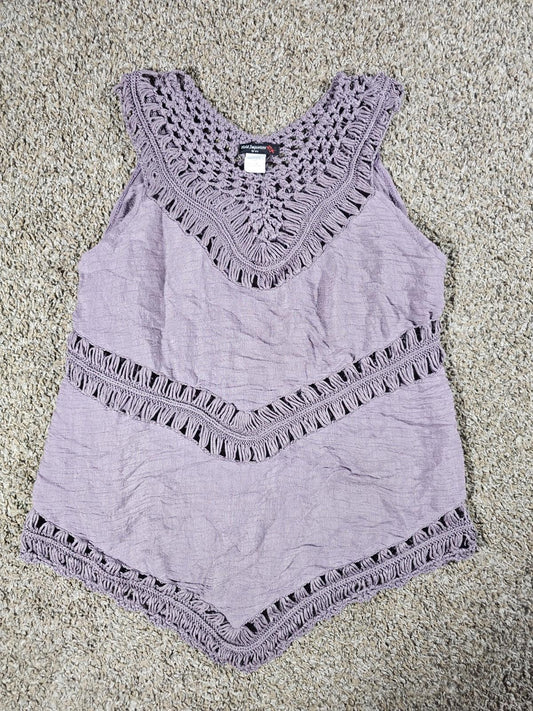 Vivid Importers NY Laven Western Boho Crocheted Purple Top M
